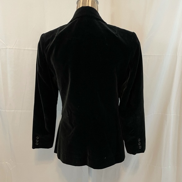 Vintage crushed velvet black blazer medium button front closure - Picture 7 of 10
